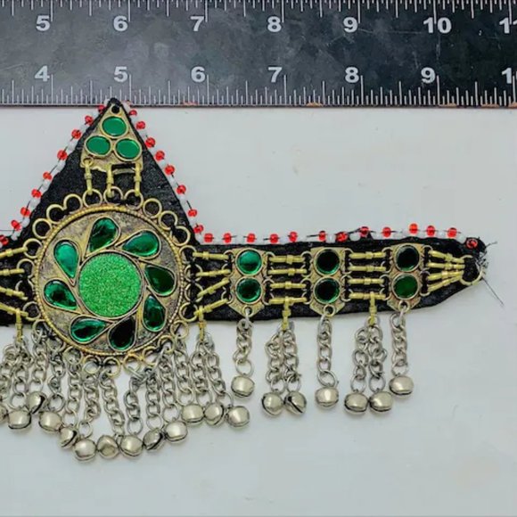Green Handmade Tribal Matha Patti, Kuchi Matha Patti, Traditional Head Piece, main image 7